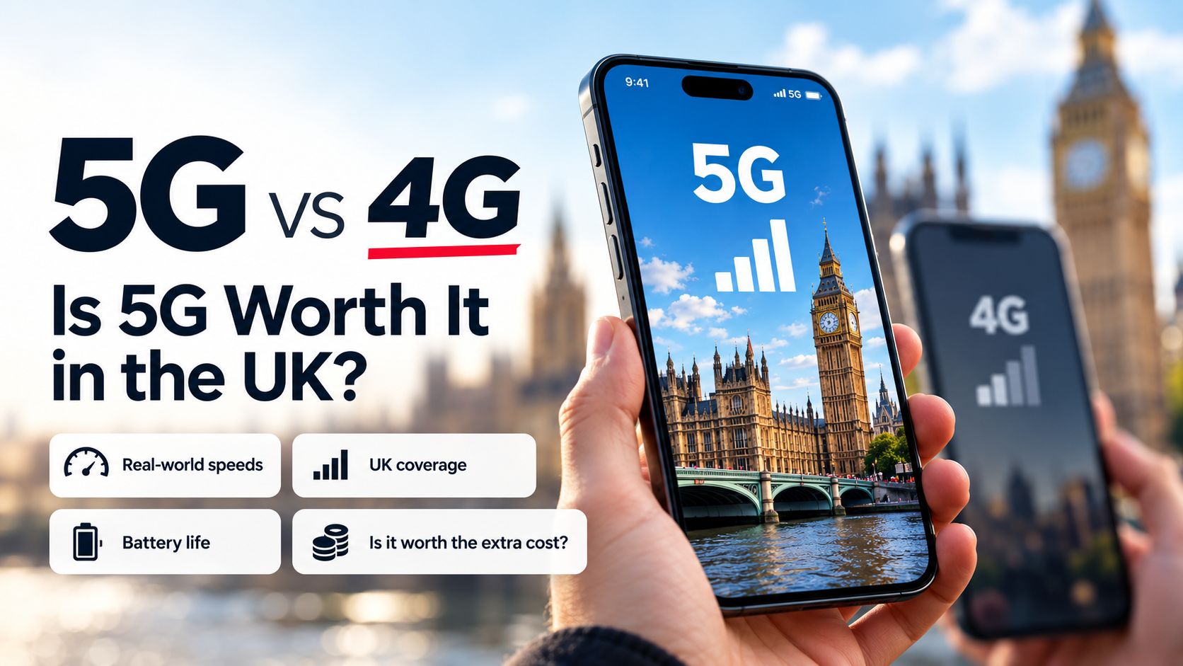 5G and 4G phones compared in London