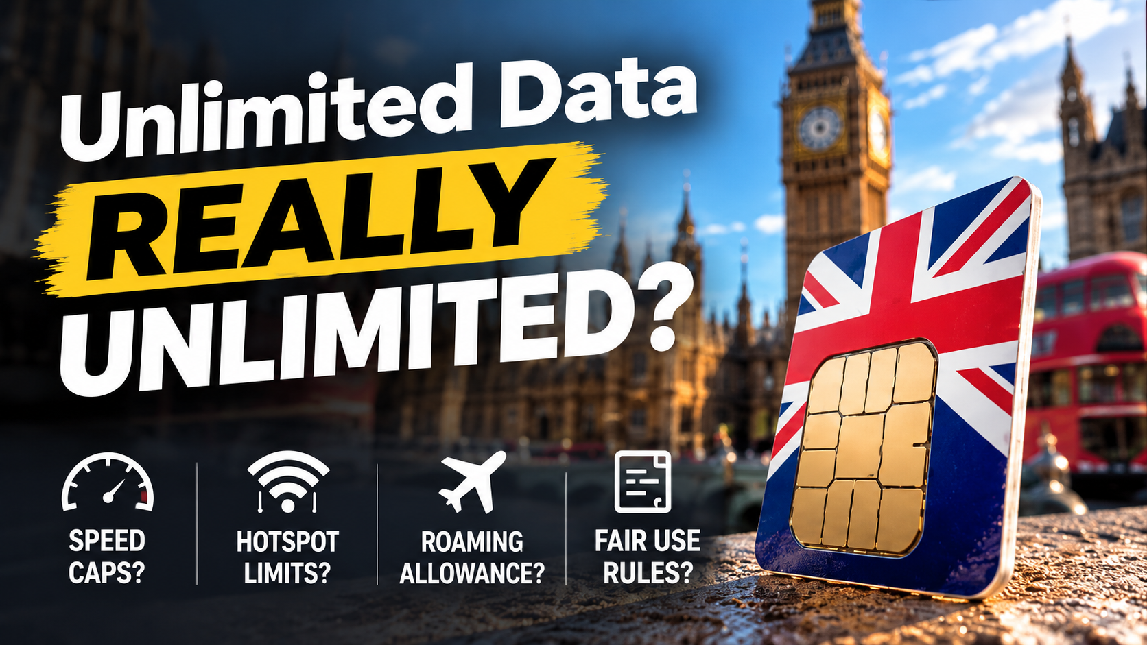 Unlimited data SIM beside Westminster in London