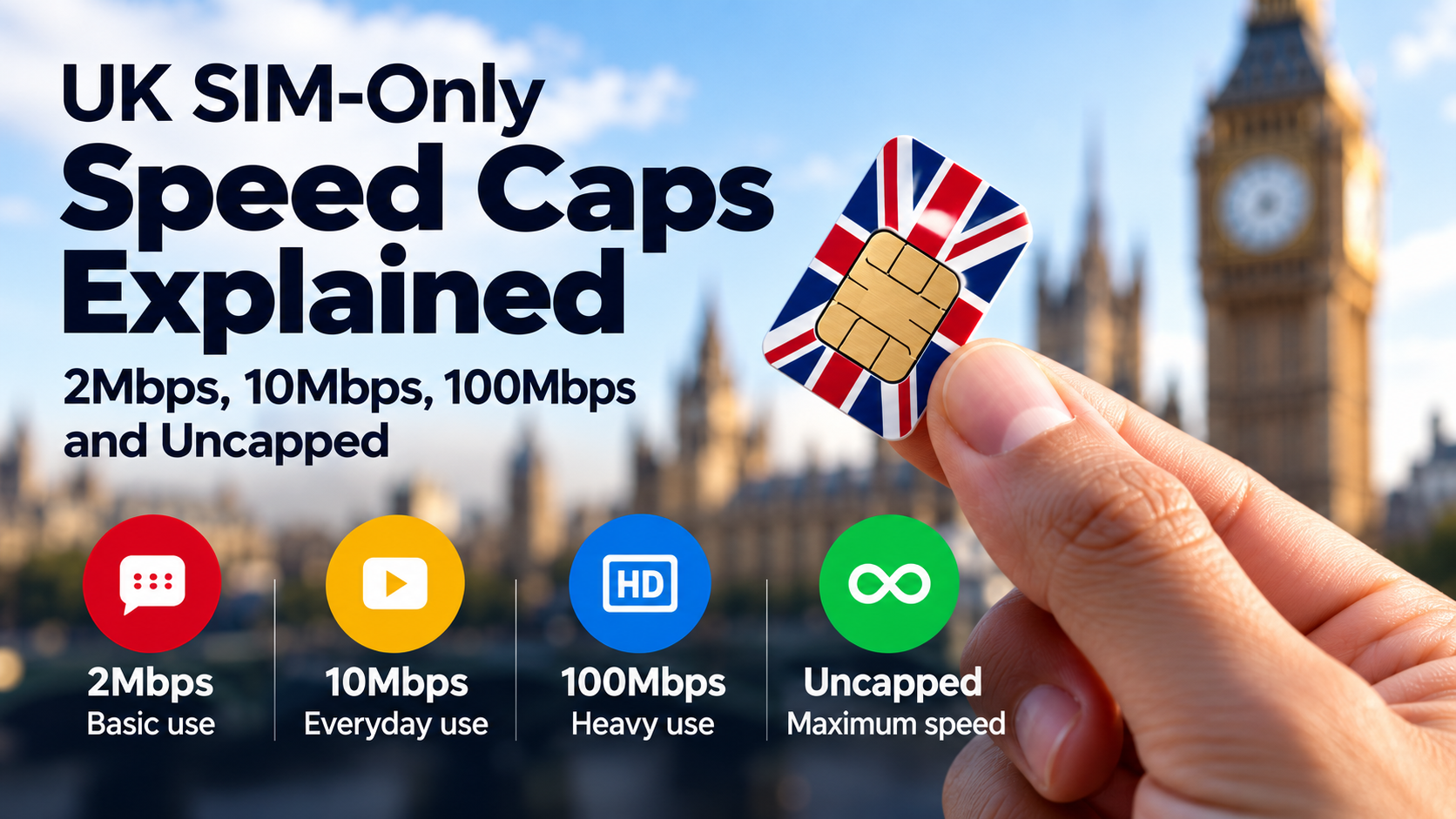 UK SIM card with speed-cap tiers explained