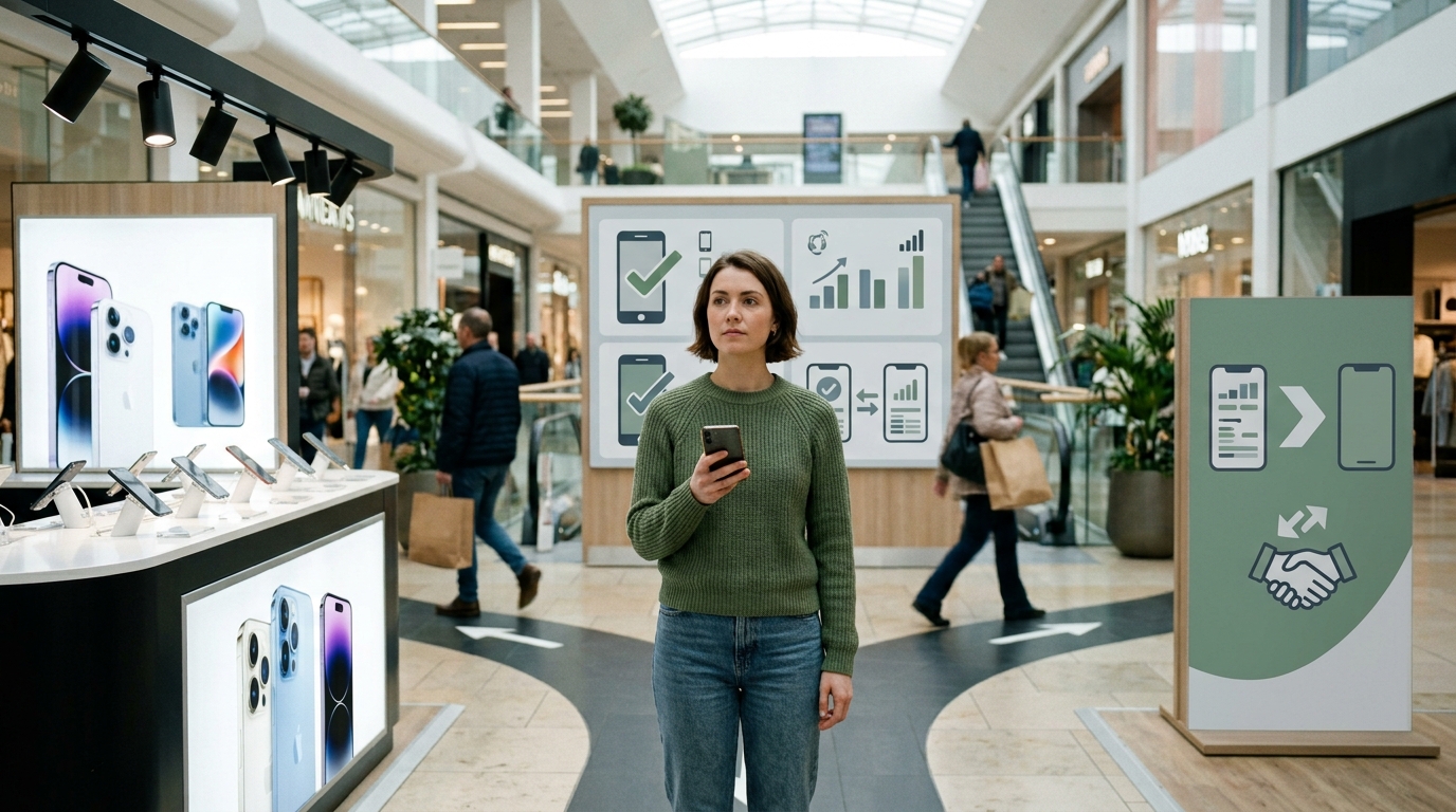Person choosing whether to renew a mobile contract or switch to a SIM-only plan
